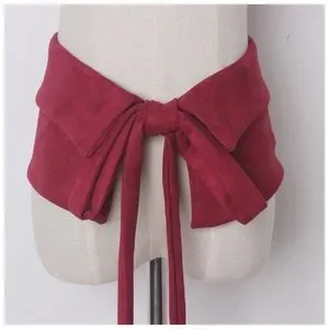 Burgundy Red Microfiber Faux Suede Wide Tie Belt Burgundy Red Soft Faux Suede Microfiber Wide Tie Belt OS H  main image 2